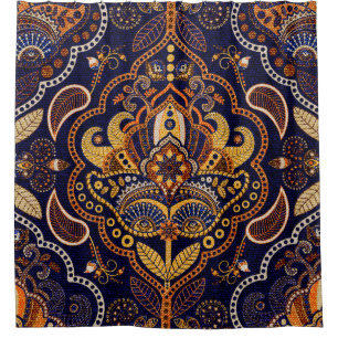 Colorful ethnic tribal seamless pattern shower curtain