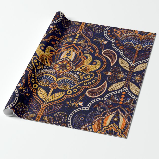 Colorful ethnic tribal seamless pattern wrapping paper (Unrolled)