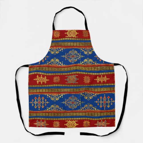 Colorful Etnic Ornament _ blue and red Apron