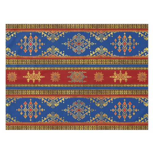 Colorful Etnic Ornament _ blue and red Tablecloth