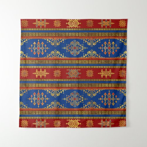 Colorful Etnic Ornament _ blue and red Tapestry