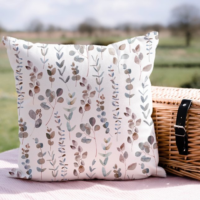 Colorful Eucalyptus Watercolor  Throw Pillow (Creator Uploaded)