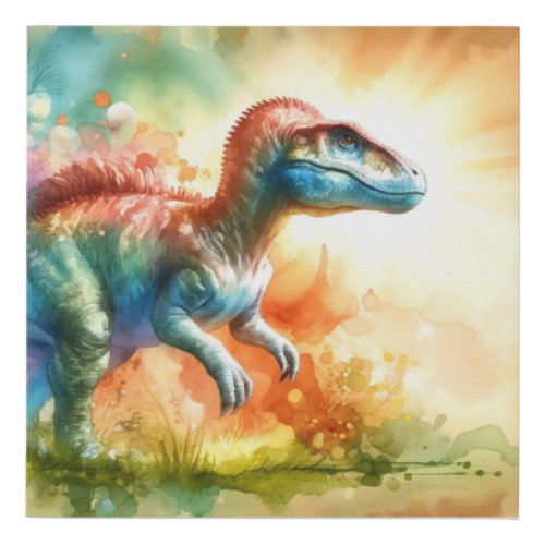 Colorful Europasaurus AREF759 _ Watercolor Faux Canvas Print