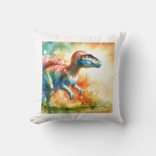 Colorful Europasaurus AREF759 _ Watercolor Throw Pillow