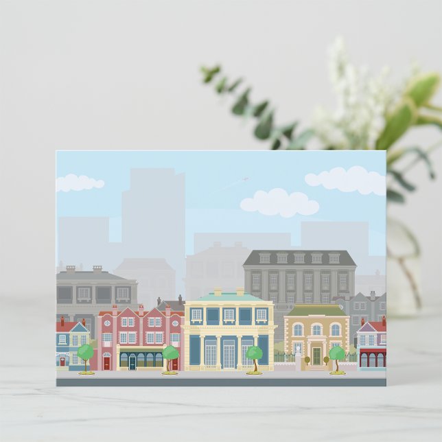 Colorful European City Street Urban Skyline Invitation (Creator Uploaded)