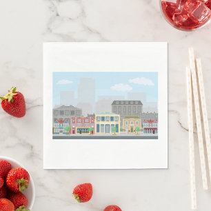 Colorful European City Street Urban Skyline Napkins