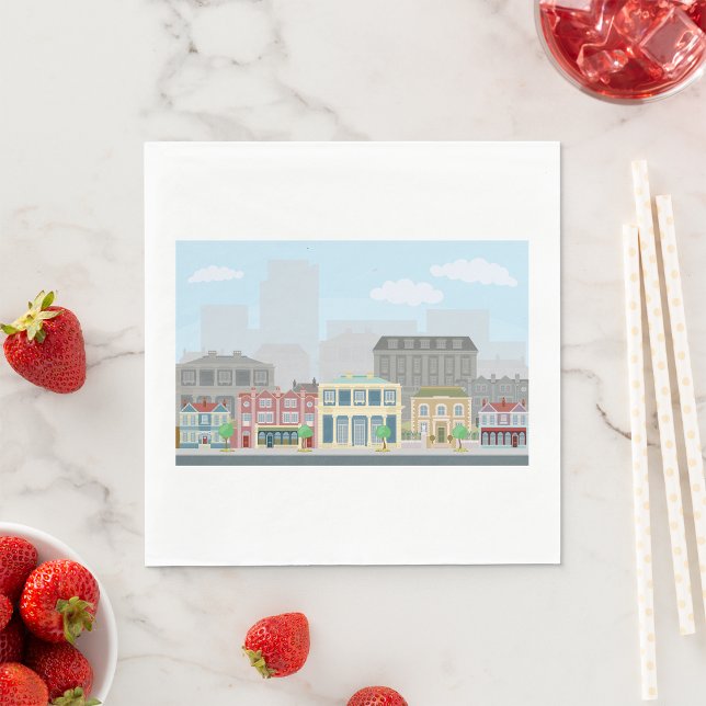 Colorful European City Street Urban Skyline Napkins (Creator Uploaded)