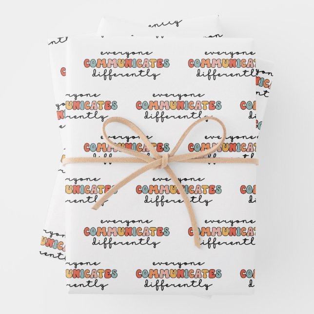 Colorful Everyone Communicates Differently  Wrapping Paper Sheets (In situ)