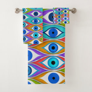 Colorful Evil Eye protection pattern Bath Towel Set