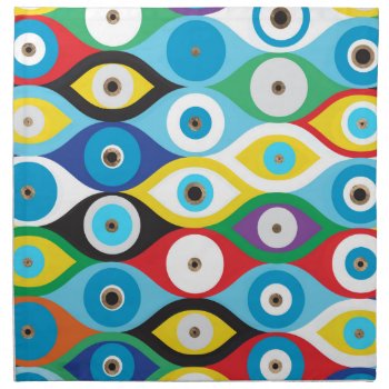 Colorful Evil Eye Protection Pattern Cloth Napkin by LoveMalinois at Zazzle