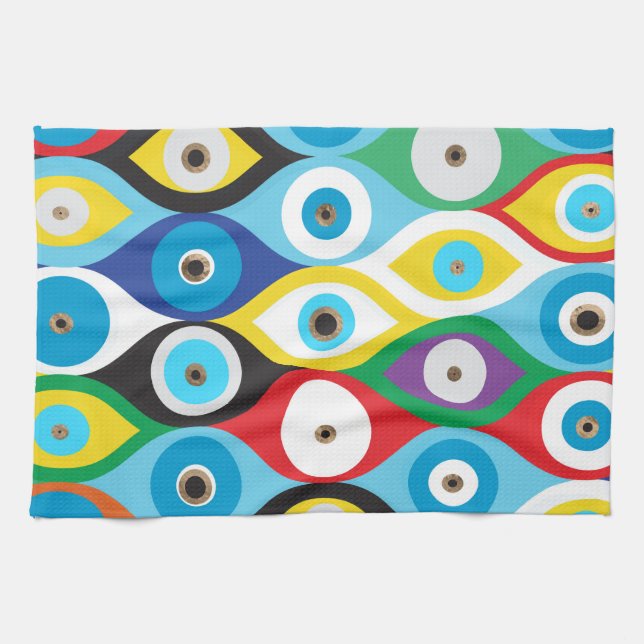 Colorful Evil Eye protection pattern Kitchen Towel (Horizontal)