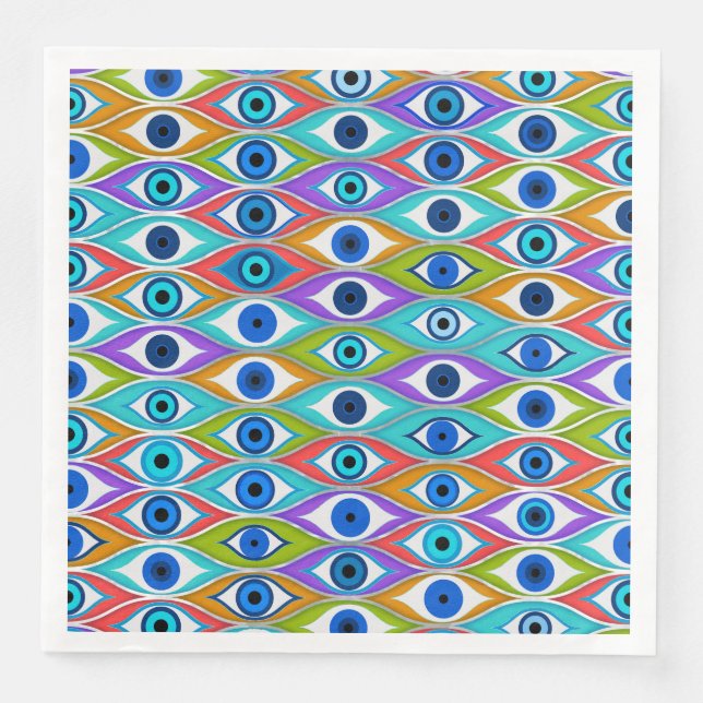 Colorful Evil Eye protection pattern Paper Dinner Napkins (Front)