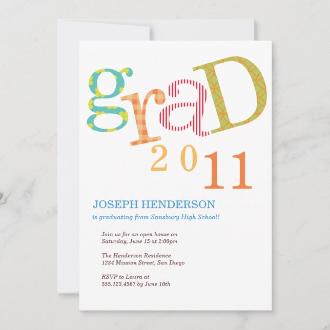 Colorful excitement graduation class announcement (Front)