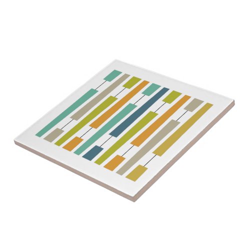 Colorful Exclamation Points Geometric Mid Century Ceramic Tile
