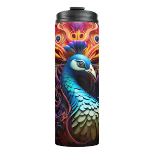 Colorful & Exotic 3D Peacock Thermal Tumbler