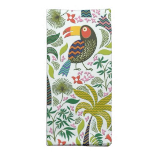 Colorful Exotic Birds And Flowers Pattern Napkin