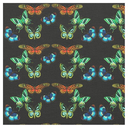 Colorful Exotic Butterflies Cotton Fabric