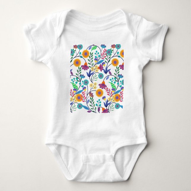 Colorful Exotic Floral Background Pattern-23145 Baby Bodysuit (Front)