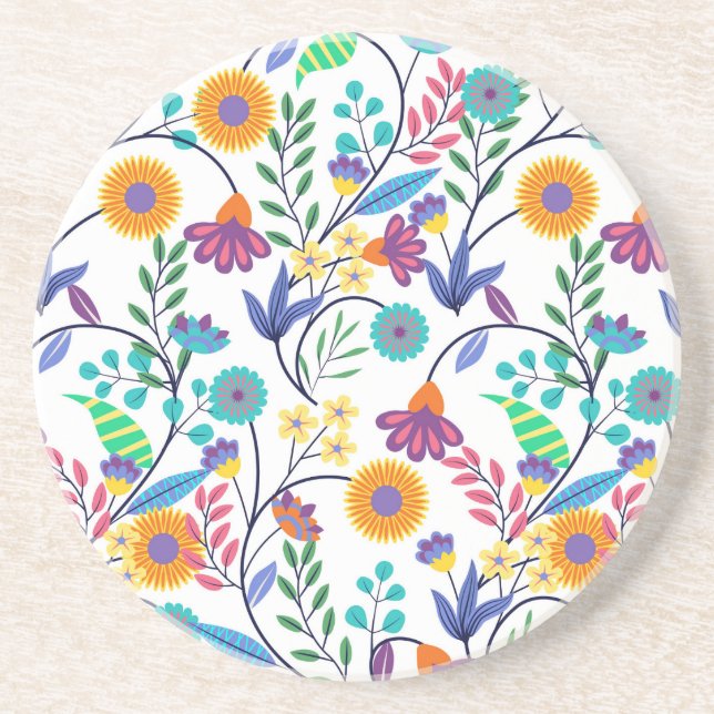 Colorful Exotic Floral Background Pattern-23145 Coaster (Front)
