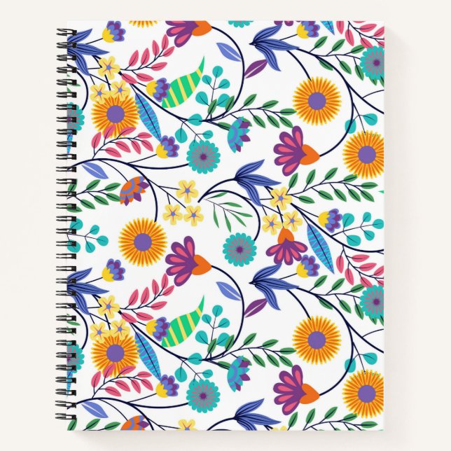 Colorful Exotic Floral Background Pattern-23145 Notebook (Front)