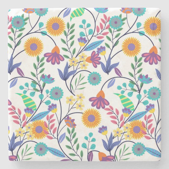 Colorful Exotic Floral Background Pattern-23145 Stone Coaster (Front)