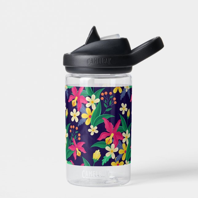 Colorful Exotic Floral Pattern-23021 Water Bottle (Left)