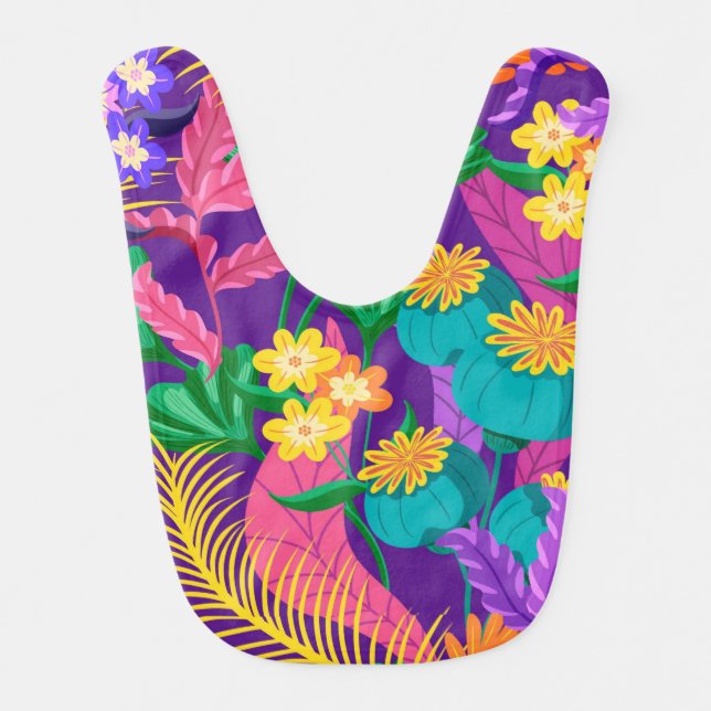 Colorful Exotic Floral Pattern-23148 Baby Bib (Front)