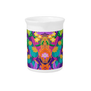 Colorful Exotic Floral Pattern-23148 Beverage Pitcher
