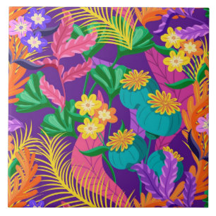 Colorful Exotic Floral Pattern-23148 Ceramic Tile