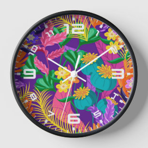 Colorful Exotic Floral Pattern-23148 Clock