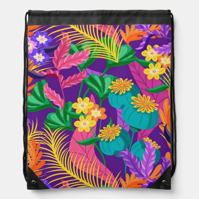 Colorful Exotic Floral Pattern-23148 Drawstring Bag (Front)