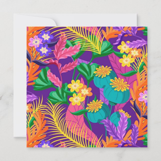 Colorful Exotic Floral Pattern-23148 Invitation (Front)