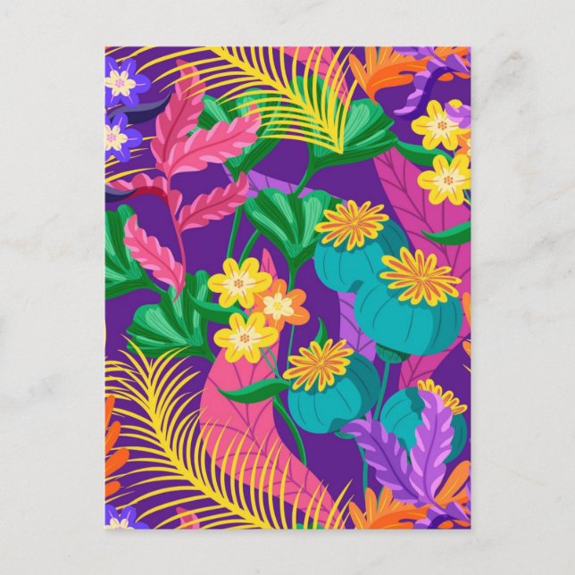 Colorful Exotic Floral Pattern-23148 Postcard (Front)
