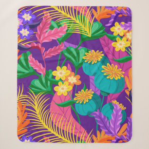Colorful Exotic Floral Pattern-23148 Sherpa Blanket