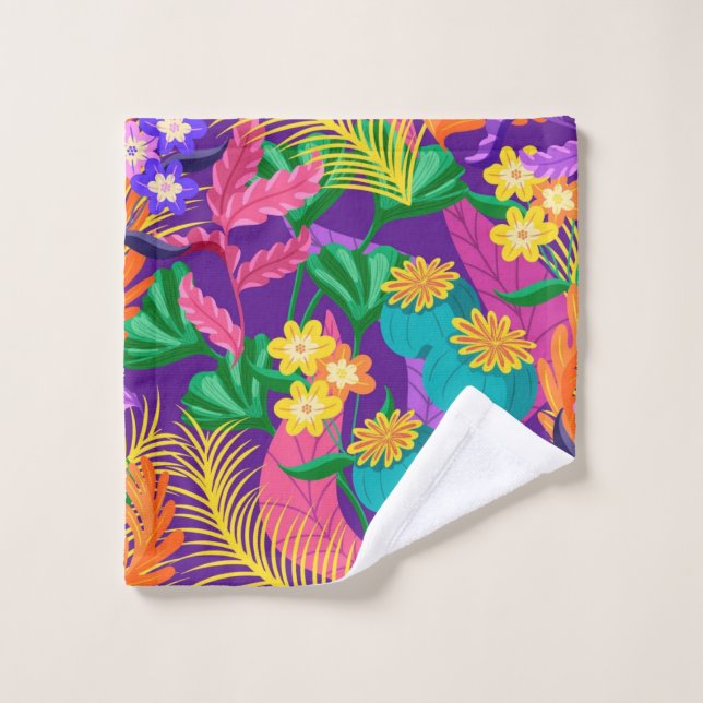 Colorful Exotic Floral Pattern-23148 Wash Cloth (Wash Cloth)