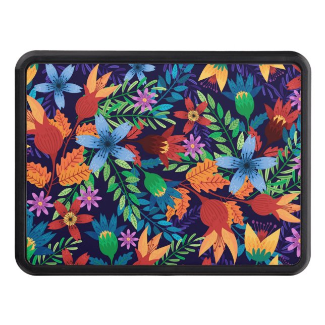 Colorful Exotic Floral Pattern-32436 Hitch Cover (Front)
