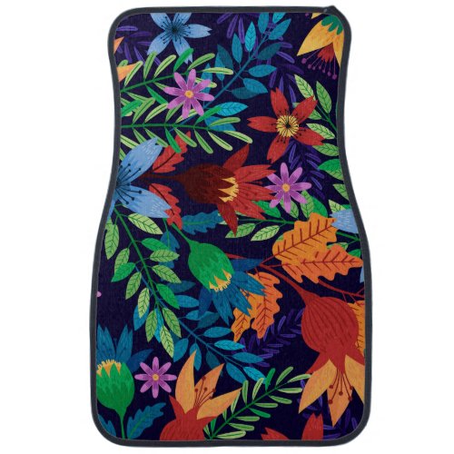 Colorful Exotic Floral Pattern  Car Floor Mat