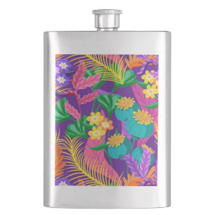 Colorful Exotic Floral Pattern Design Flask