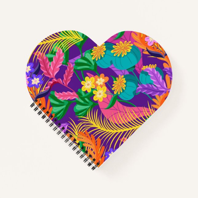 Colorful Exotic Floral Pattern Design  Notebook (Front)