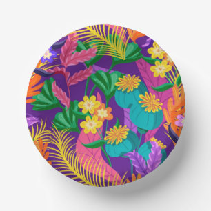 Colorful Exotic Floral Pattern Design  Paper Bowls