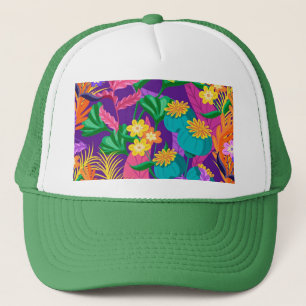 Colorful Exotic Floral Pattern Design Trucker Hat