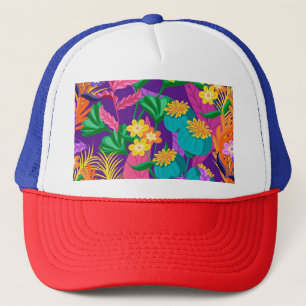 Colorful Exotic Floral Pattern Design Trucker Hat