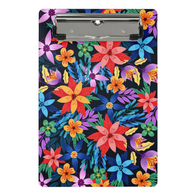 Colorful Exotic Floral Pattern Mini Clipboard (Front)