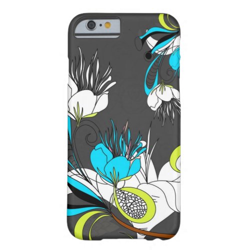 Colorful Exotic Flowers Gray Background Barely There iPhone 6 Case