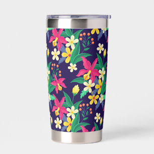 Colorful Exotic Flowers Leaves Pattern-23021 Insulated Tumbler