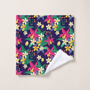 Colorful Exotic Flowers Leaves Pattern-23021 Wash Cloth