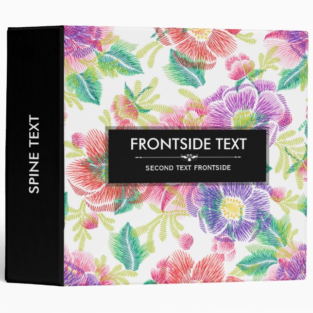 Colorful Exotic Flowers Pattern Binder (Front/Spine)