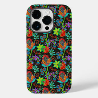 Colorful exotic flowers pattern, glass beads look  Case-Mate iPhone 14 pro case
