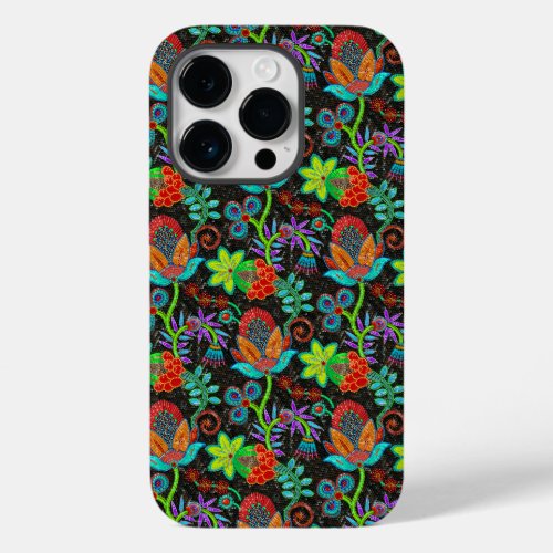 Colorful exotic flowers pattern glass beads look  Case_Mate iPhone 14 pro case