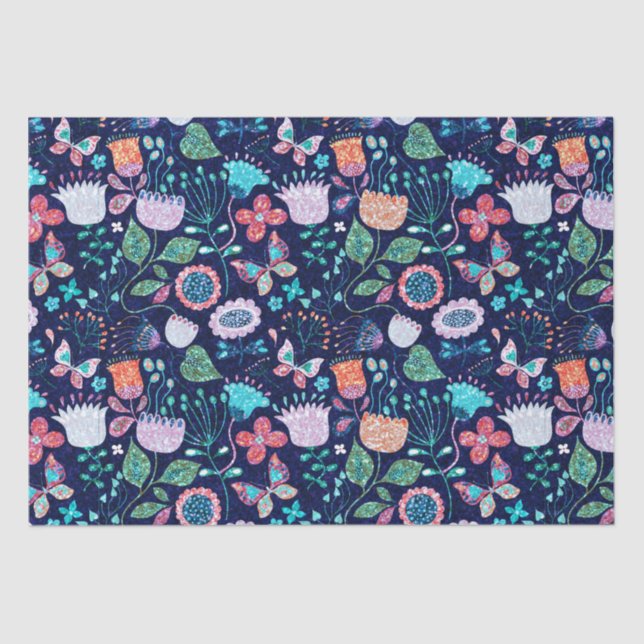 Colorful exotic flowers seamless pattern tissue paper (Front)